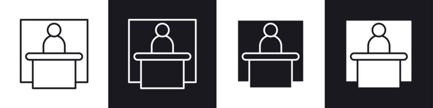 Exhibitor icon symbol collection on white background.