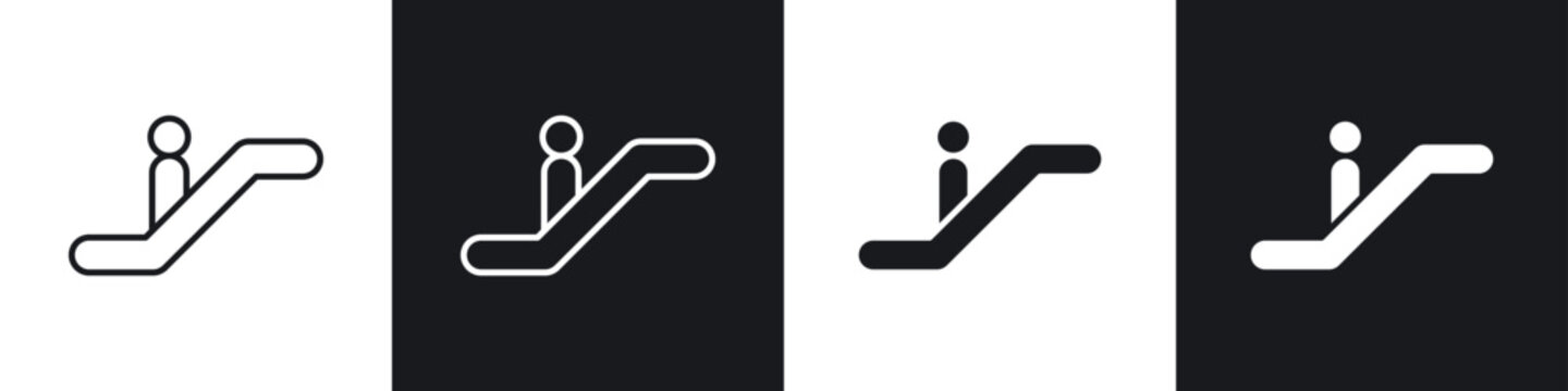 Escalator icon symbol collection on white background.