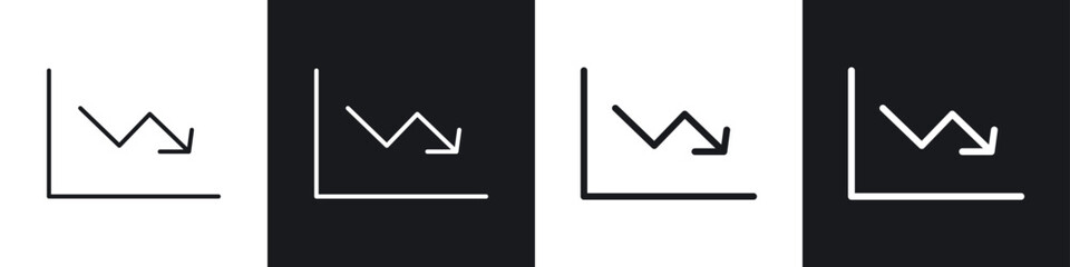 Arrow trend-down icon symbol collection on white background.