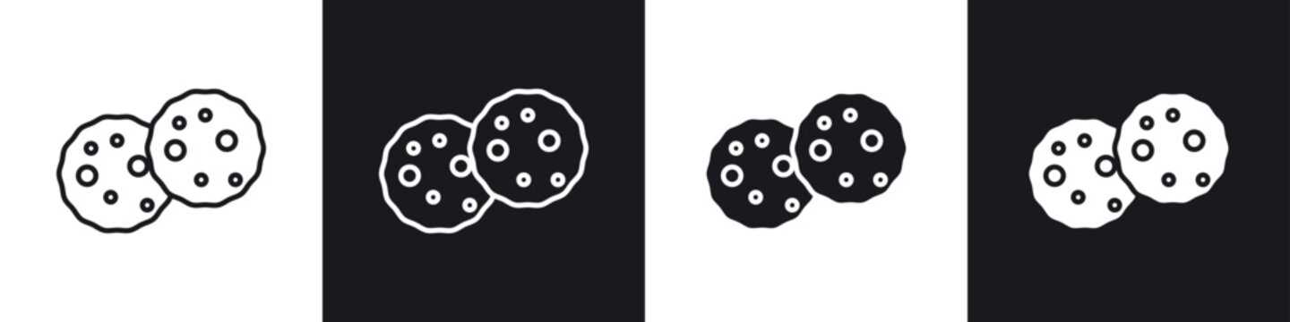 Cookie icon symbol collection on white background.