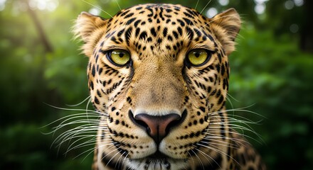 Obraz premium Majestic Leopard Portrait Intense Gaze in Natural Habitat
