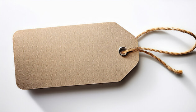 Tag Horizontal Angled Hangtag Seam Beige With String And Shadow Price Tag Paper Label Isolated On White Background Ready For Your Message Jpeg Image Jpg