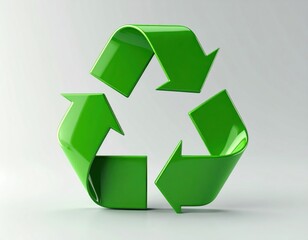 Obraz premium Glossy Green Recycled Symbol Against Light Gray Background