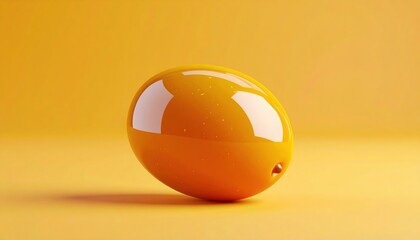 Glossy Orange Egg Shaped Object on a Uniform Orange Background
