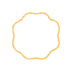 Groovy crayon outline frame with a wavy playful border shape in yellow. Retro squiggle sketch and chalk graphic form, y2k background for creative vintage projects and artistic decor.