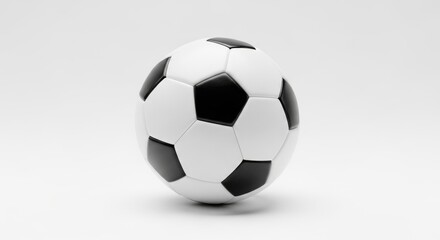 Obraz premium Classic black and white soccer ball isolated on a clean white studio background.
