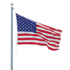 Fototapeta premium American Flag on Silver Pole – Symbol of Freedom, Pride, and National Unity