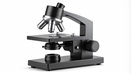 Detailed Black Microscope Isolated on White Background for Scientific Research