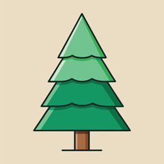 Fototapeta premium Stylized minimalist evergreen tree icon simple geometric shape forest element nature landscape asset