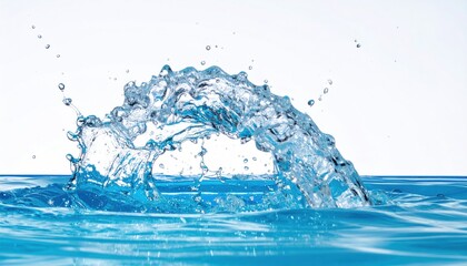 Dynamic Water Splash in Turquoise Against a White Background Demonstrating Fluid Motion