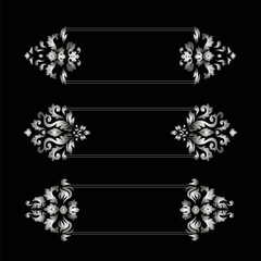 Oriental damask patterns for greeting cards and wedding invitations.