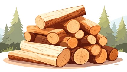 Stack of logs in a forest