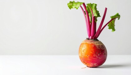 Fresh Beetroot with Green Leaves and Vibrant Colors Isolated on a White Background