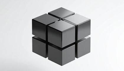 Geometric Composition Of Intersecting Cubes Against White Background