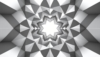 Geometric Patterned Tunnel Illusion in Shades of Gray Leading to a Bright Center