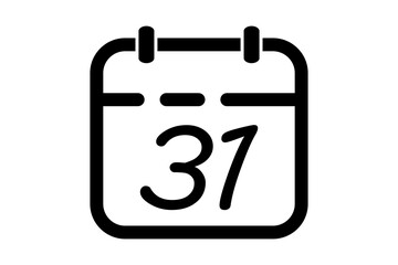 Calendar icon showing the 31st day of the month, isolated on transparent background