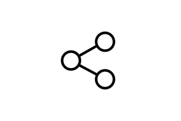 Simple white share icon inside circle network connection symbol for sharing content and information transparent background