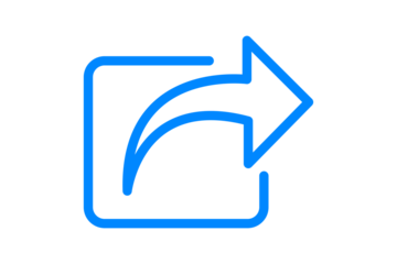 Share icon blue share icon with arrow pointing right, isolated on transparent background