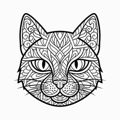 Obraz premium Intricate Zentangle Cat Head A Coloring Page Design
