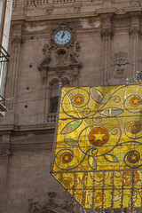 Christmas decorations on the streets of the old town of Murcia, Spain