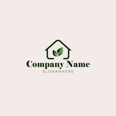 Green House Leaf Logo | Eco Friendly Sustainable Brand Identity Design