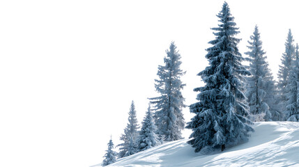 Fototapeta premium snow-covered evergreens isolated on white background
