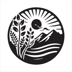 Nature vector art silhouette logo design black and white
