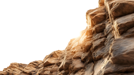  textured rocky cliff face isolated on white background