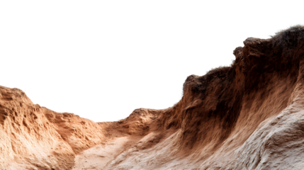 eroded landscape and texture of soil with natural environment isolated on white background