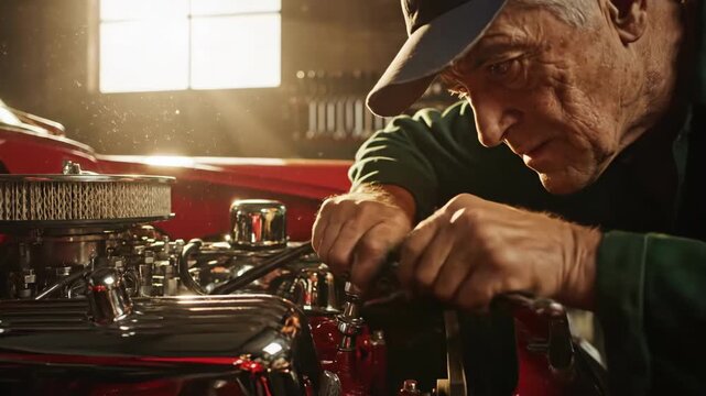 Craftsman Fine-Tuning Classic Car Engine Automotive Passion in Detail