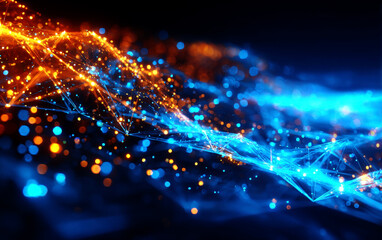 Obraz premium Abstract digital light trails with colorful glowing lines