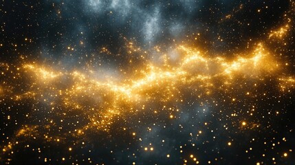 Obraz premium Golden Cosmic Dust Cloud In Dark Nebula