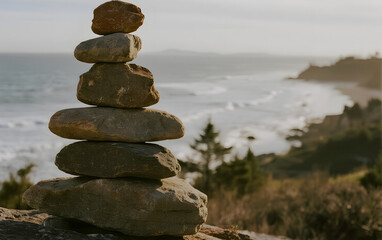 Stacked rocks on a cliff