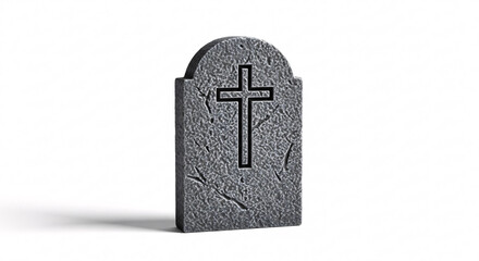 Solemn stone gravestone with carved cross offers a poignant symbol of remembrance and eternal peace.