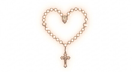 Devotional rosary forms a heartfelt shape, symbolizing faith, prayer, and spiritual connection