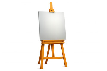 Wooden easel supporting empty white canvas, ready for creative painting or drawing concept against clean isolated backdrop