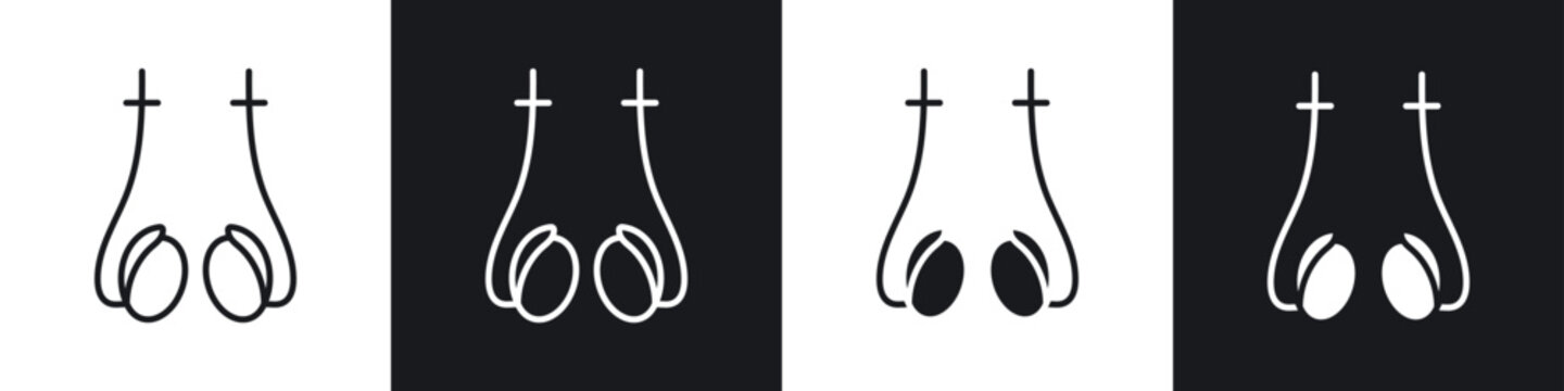 Vasectomy icons collection in black and white filled and line versions