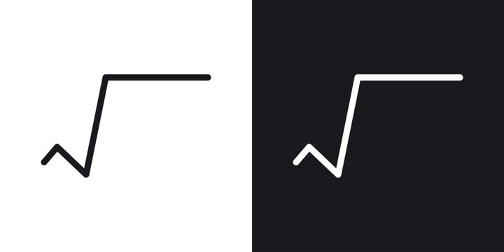 Square root icons collection in black and white filled and line versions
