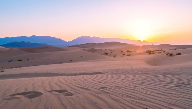 Sunrise over a vast desert landscape