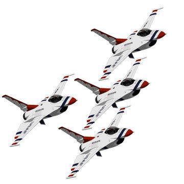 Thunderbirds Air Force Display Team Formation Vector Drawing