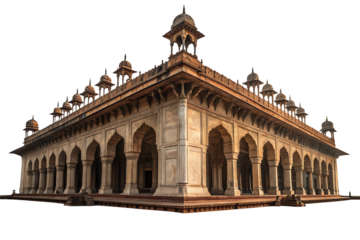 The image is of a large, old, and ornate building with many arches and pillars AI generated by PNG