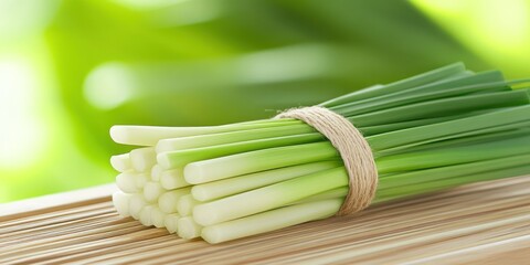 A Bundle Of Fresh Green Garlic Stalks