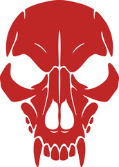 Red Skull Silhouette - Aggressive Emblem
