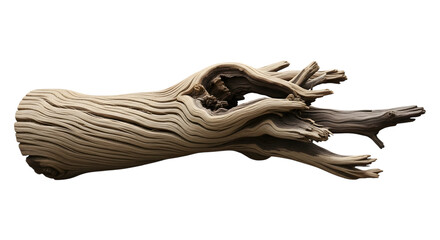 Obraz premium Detailed view of weathered driftwood with complex structure and openings, isolated on transparent background