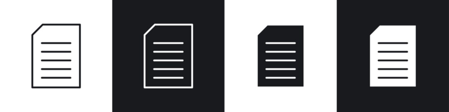 File icons collection in black and white filled and line versions