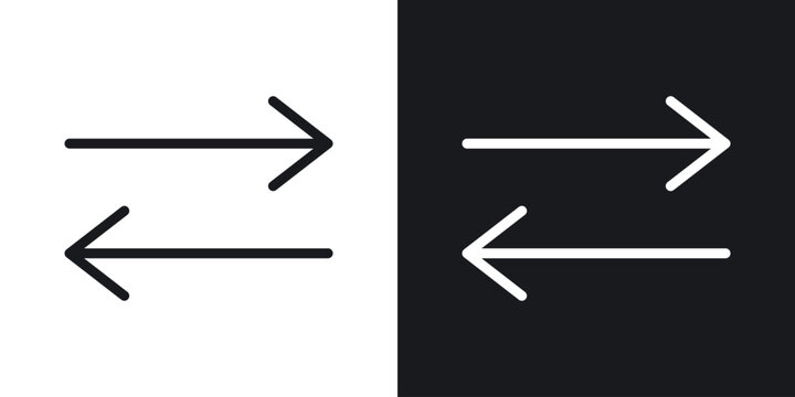 Exchange icons collection in black and white filled and line versions