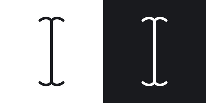 Cursor text icons collection in black and white filled and line versions