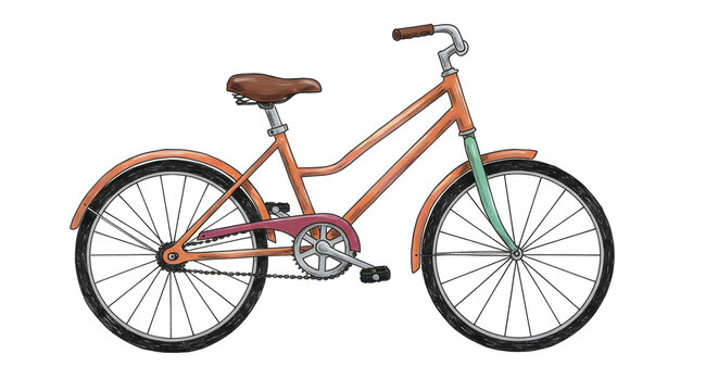 Oil pastel illustration of classic bicycle pedal bike