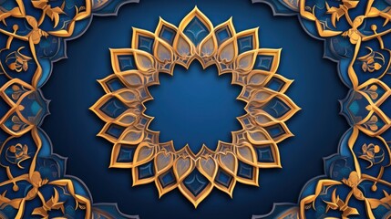 Elegant Gold and Blue Islamic Mandala Design