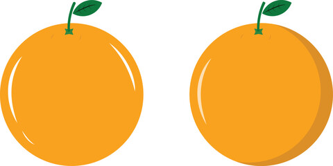 Fresh Orange Fruit Set Vector Illustration - Juicy Citrus Clipart with Green Leaf, Healthy Vitamin C Food Icon, Minimal Cartoon Style Isolated on Transparent Background.